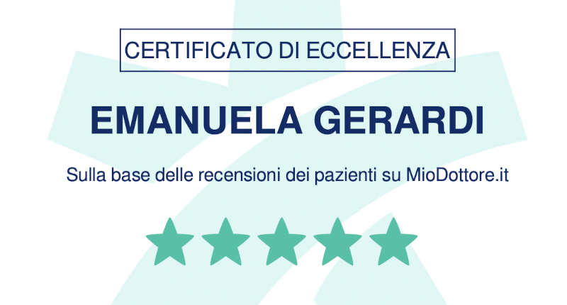 Certificato di eccellenza per la Dottoressa Emanuela Gerardi